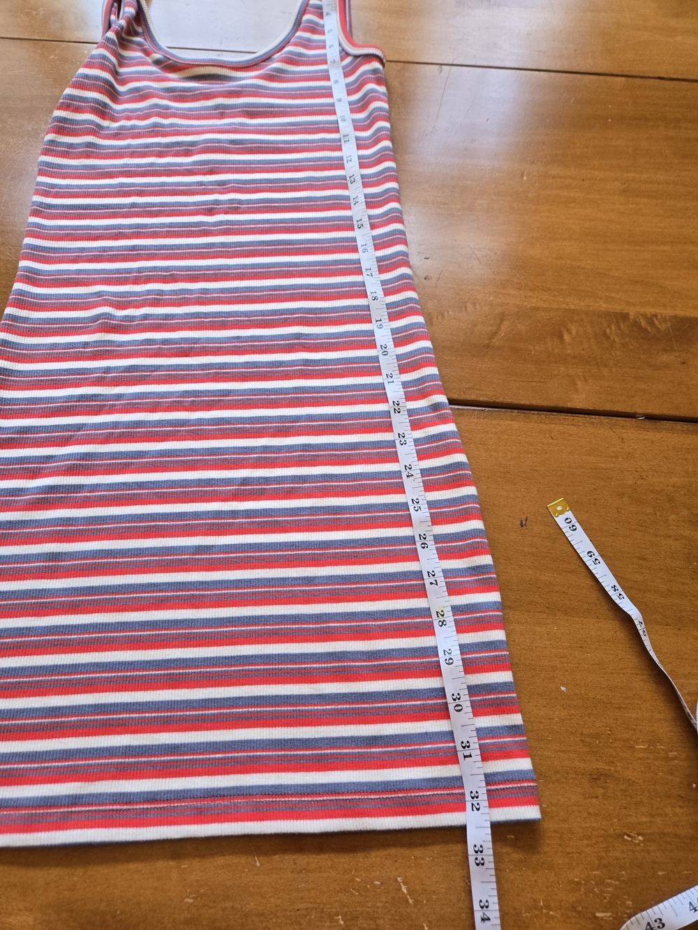 SO Striped Ribbed Tank Dress in Red, Gray & Cream - Picture 5 of 6